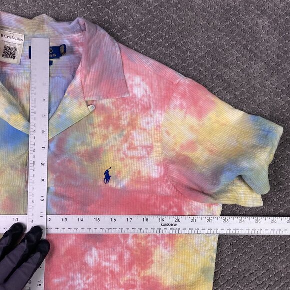 Polo Ralph Lauren Shirt Men's Medium Tie Dye Seersucker Short Sleeve Button Up - Picture 5 of 7